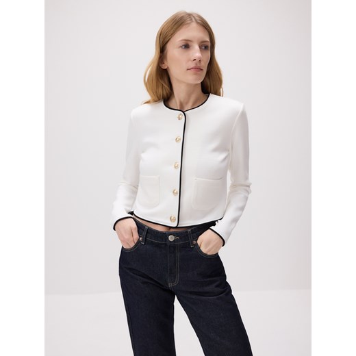 Reserved - Żakiet z wiskozą - złamana biel Reserved L wyprzedaż Reserved