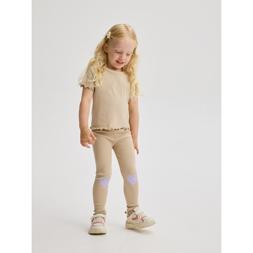 Reserved - Prążkowane legginsy - beżowy ze sklepu Reserved w kategorii Spodnie dziewczęce - zdjęcie 186089544