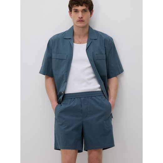Reserved - Szorty slim z dodatkiem lnu - morski ze sklepu Reserved w kategorii Spodenki męskie - zdjęcie 186089611