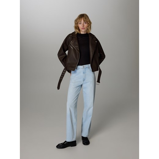 Reserved - Kurtka ramoneska z paskiem - brązowy Reserved L Reserved