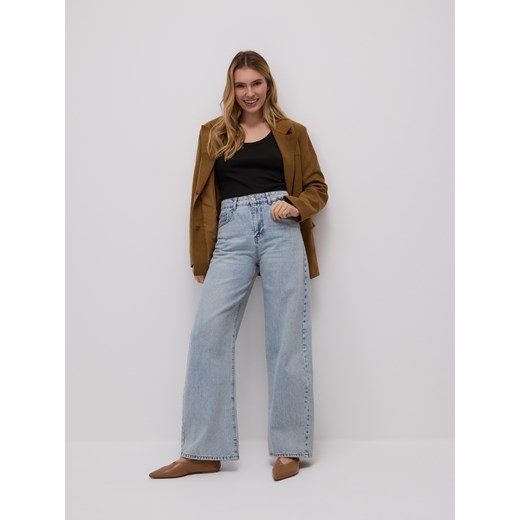 Reserved - Jeansy z szerokimi nogawkami - niebieski ze sklepu Reserved w kategorii Jeansy damskie - zdjęcie 186089854