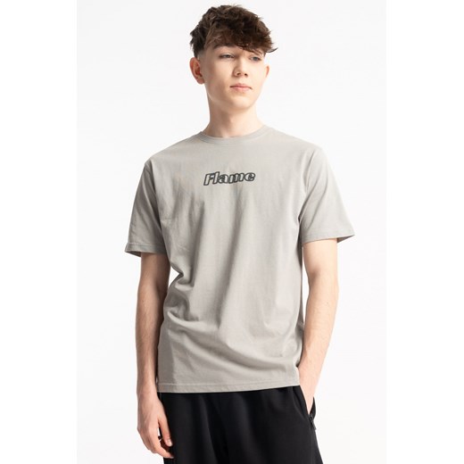 Jasnoszary t-shirt regular z nadrukiem z przodu, kolor - szary, rozmiar - 170 ze sklepu REPORTER w kategorii T-shirty chłopięce - zdjęcie 186090064