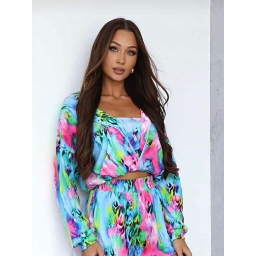 welurowy dres besties multicolor la perla bluza + spodnie z tęczowymi lampasami -  kolorowy print ze sklepu STYLOWO w kategorii Dresy damskie - zdjęcie 186091300