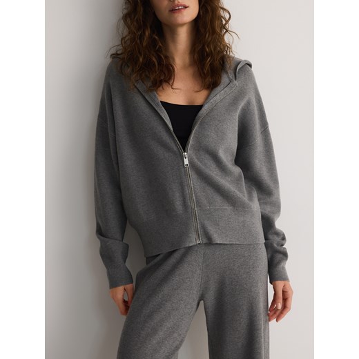 Reserved - Rozpinany sweter z kapturem - szary Reserved L Reserved okazja