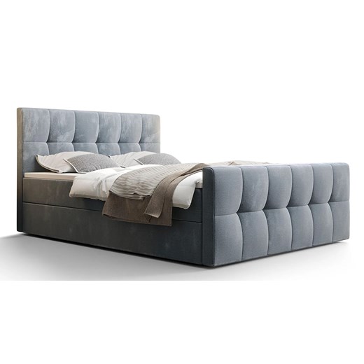 Błękitne tapicerowane welurem łóżko 6 rozmiarów C6-T88 ze sklepu Edinos.pl w kategorii Łóżka i materace - zdjęcie 186094020