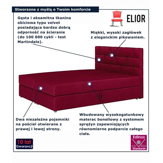 Czerwone łóżko z pojemnikiem na pościel 6 rozmiarów T4-P89 Elior Edinos.pl