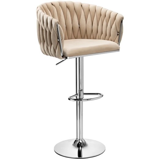 Beżowy obrotowy hoker tapicerowan S0-M87 ze sklepu Edinos.pl w kategorii Hokery - zdjęcie 186094213