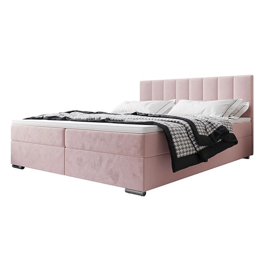 Różowe welurowe łóżko kontynentalne 5 rozmiarów N8-D84 ze sklepu Edinos.pl w kategorii Łóżka i materace - zdjęcie 186094344