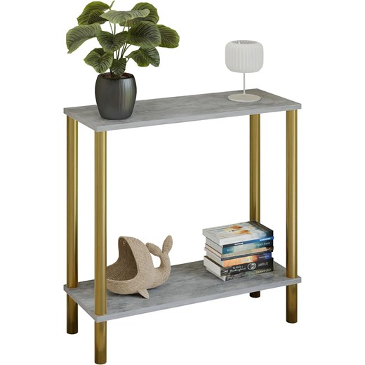 Konsola z podwójnym blatem beton + złoty R9-R88 ze sklepu Edinos.pl w kategorii Konsole - zdjęcie 186094394