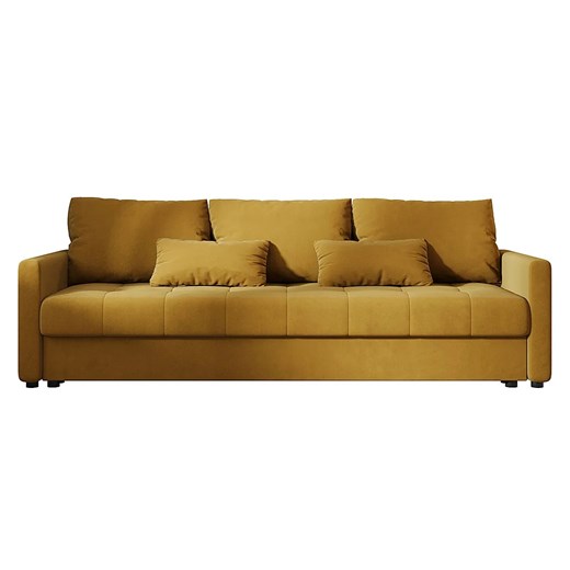 Musztardowa rozkładana sofa welurowa z pojemnikiem D9-A56 ze sklepu Edinos.pl w kategorii Sofy i kanapy - zdjęcie 186094430