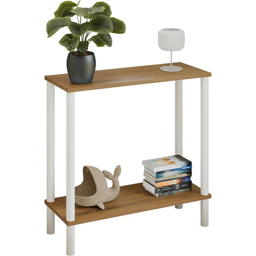 Minimalistyczna konsola do przedpokoju dąb lancelot + biały G2-G91 ze sklepu Edinos.pl w kategorii Konsole - zdjęcie 186094502