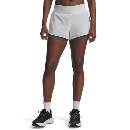 Damskie spodenki do biegania Under Armour UA Launch Pro 3\" 2in1 Shorts - białe ze sklepu Sportstylestory.com w kategorii Szorty - zdjęcie 186095304