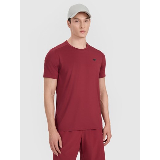 Męska koszulka treningowa 4F 4FWAW25TFTSM1521 - czerwona ze sklepu Sportstylestory.com w kategorii T-shirty męskie - zdjęcie 186095350