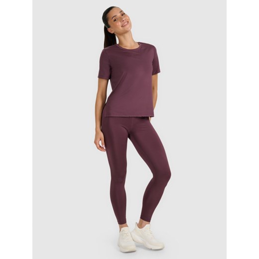 Damska koszulka treningowa 4F 4FWAW25TFTSF1517 - brązowa ze sklepu Sportstylestory.com w kategorii Bluzki damskie - zdjęcie 186095410