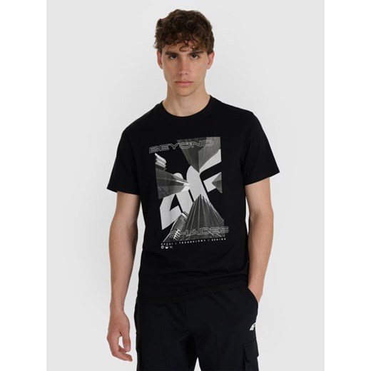 Męski t-shirt z nadrukiem 4F 4FRAW25TTSHM3258 - czarny ze sklepu Sportstylestory.com w kategorii T-shirty męskie - zdjęcie 186095640