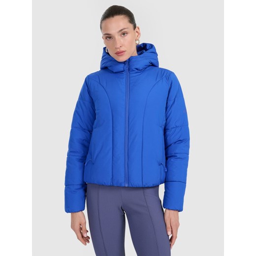 Damska kurtka puchowa pikowana 4F 4FRAW25TDJAF0706 - niebieska ze sklepu Sportstylestory.com w kategorii Kurtki damskie - zdjęcie 186095721