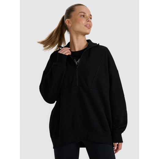 Damska bluza dresowa bez kaptura 4F 4FRAW25TSWSF2358 - czarna ze sklepu Sportstylestory.com w kategorii Bluzy damskie - zdjęcie 186095822