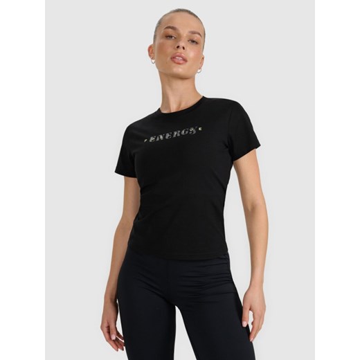 Damski t-shirt z nadrukiem 4F 4FRAW25TTSHF3228 - czarny ze sklepu Sportstylestory.com w kategorii Bluzki damskie - zdjęcie 186096084