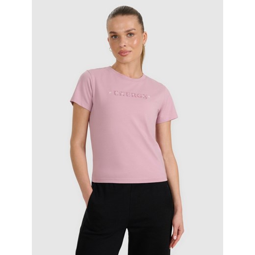 Damski t-shirt z nadrukiem 4F 4FRAW25TTSHF3228 - różowy ze sklepu Sportstylestory.com w kategorii Bluzki damskie - zdjęcie 186096093