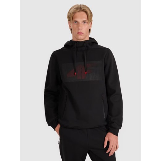 Męska bluza nierozpinana z kapturem 4F 4FRAW25TSWSM2537 - czarna ze sklepu Sportstylestory.com w kategorii Bluzy męskie - zdjęcie 186096134