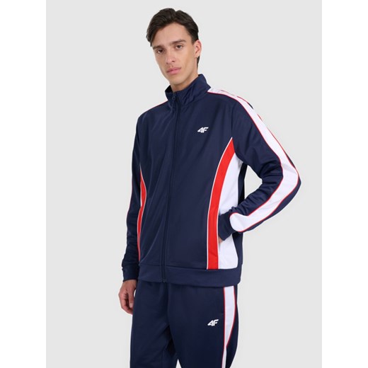 Męska bluza dresowa rozpinana bez kaptura 4F 4FRAW25TSWSM2459 - granatowa ze sklepu Sportstylestory.com w kategorii Bluzy męskie - zdjęcie 186096201