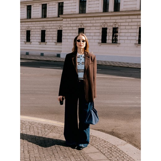 Reserved - Marynarka z wiązaniem - ciemnobrązowy ze sklepu Reserved w kategorii Marynarki damskie - zdjęcie 186097913