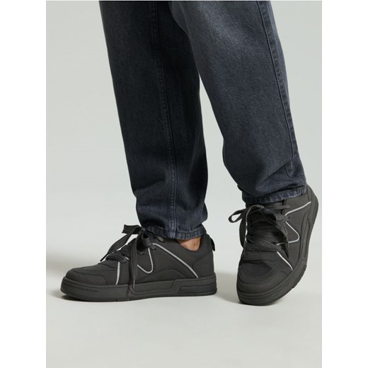 Sinsay - Sznurowane sneakersy z imitacji skóry - szary - id: 061EP-85X - marki Sinsay - 186098650 Sinsay - Sznurowane sneakersy z imitacji skóry - szary ze sklepu Sinsay w kategorii Buty zimowe męskie - zdjęcie 186098650