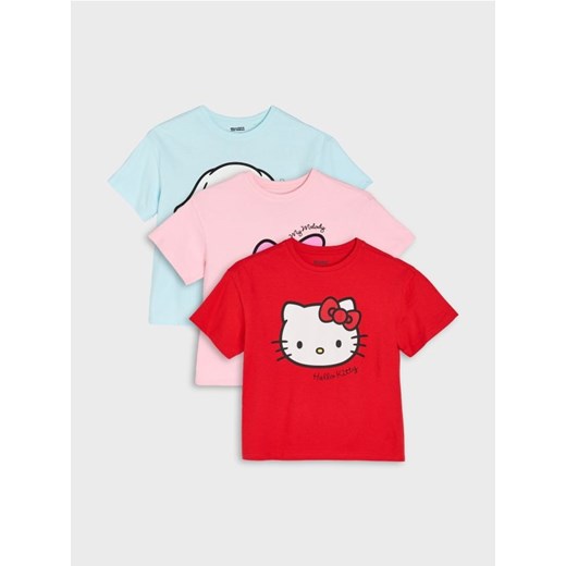 Sinsay - Bawełniana koszulka z krótkim rękawem Hello Kitty - wielobarwny Sinsay 110 (4-5 l) Sinsay