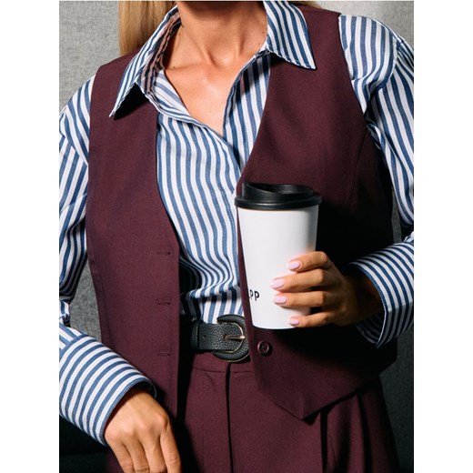 Sinsay - Kamizelka z domieszką wiskozy - bordowy ze sklepu Sinsay w kategorii Kamizelki damskie - zdjęcie 186098713