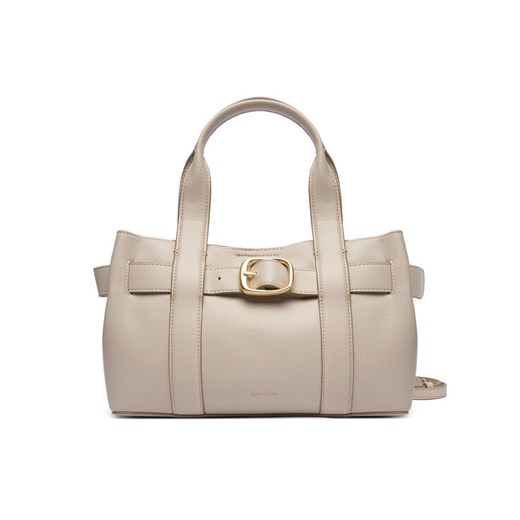 Torebka Calvin Klein Buckle Mini Tote With Strap LV04F3295G Beżowy ze sklepu eobuwie.pl w kategorii Torebki damskie - zdjęcie 186099001