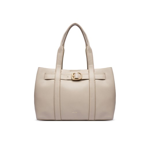 Torebka Calvin Klein Buckle Medium Tote LV04F3294G Écru ze sklepu eobuwie.pl w kategorii Torebki damskie - zdjęcie 186099034