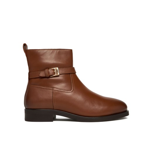 Botki Tommy Hilfiger Th Buckle Riding Leather Bootie FW0FW08781 Brązowy ze sklepu eobuwie.pl w kategorii Botki - zdjęcie 186099282
