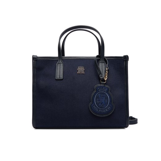 Torebka Tommy Hilfiger Th City Small Tote Melton AW0AW17852 Granatowy ze sklepu eobuwie.pl w kategorii Torebki damskie - zdjęcie 186100194