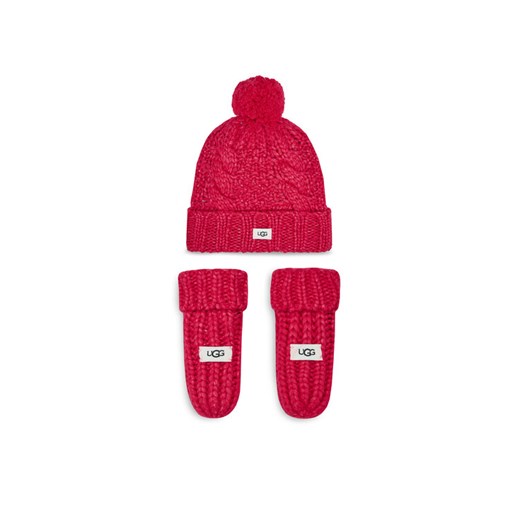 Zestaw Czapka i Rękawiczki Ugg K Infant Knit Set 22726 Różowy ze sklepu eobuwie.pl w kategorii Czapki dziecięce - zdjęcie 186100983