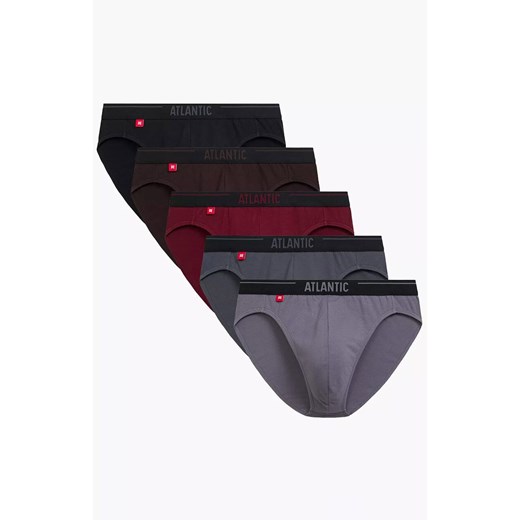 Atlantic 5-pack slipy męskie sport 5SMP-004-BRO/GRF/CZA/SZA/CAB, Kolor czerwono-szary, Rozmiar S, ATLANTIC ze sklepu Primodo w kategorii Majtki męskie - zdjęcie 186118863