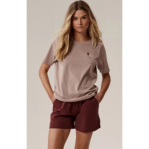 Atlantic krótka bawełniana piżama damska NLP-498E-BEZ_WIN, Kolor beżowo-bordowy, Rozmiar S, ATLANTIC ze sklepu Primodo w kategorii Piżamy damskie - zdjęcie 186118870