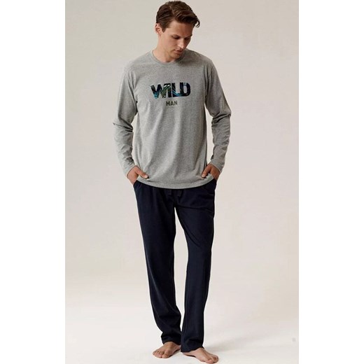 Bawełniana piżama męska NMP-392-SZM_GRA, Kolor szaro-granatowy, Rozmiar M, ATLANTIC ze sklepu Primodo w kategorii Piżamy męskie - zdjęcie 186118890