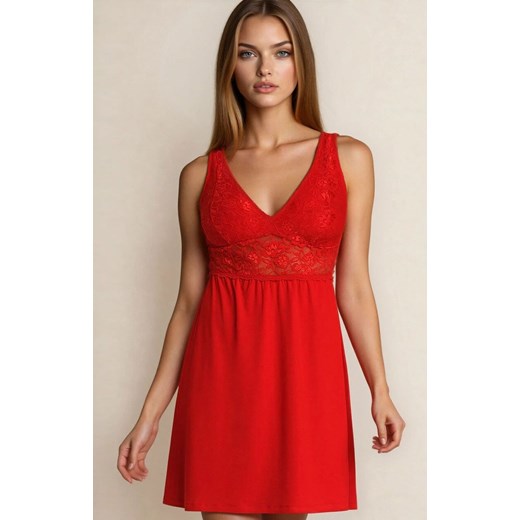Koszula nocna na duży biust czerwona Gloria Plus, Kolor czerwony, Rozmiar L, Teyli ze sklepu Primodo w kategorii Koszule nocne - zdjęcie 186118963