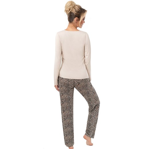 Piżama damska w panterę z długimi spodniami Omari long, Kolor beż-panterka, Rozmiar S, Donna ze sklepu Primodo w kategorii Piżamy damskie - zdjęcie 186119102
