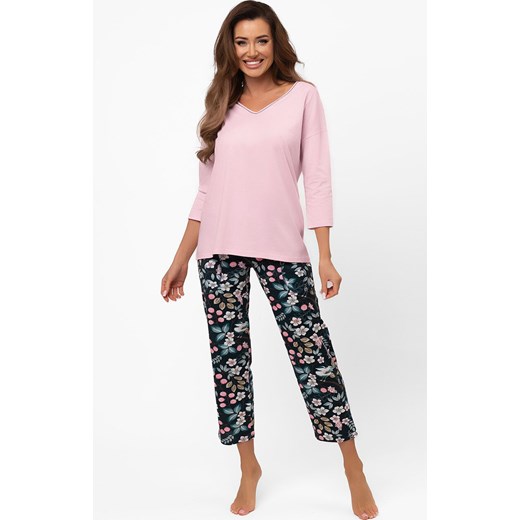 Bawełniana piżama damska z rękawem 3/4 i spodniami 7/8 Marisal, Kolor różowo-granatowy, Rozmiar S, Italian Fashion ze sklepu Primodo w kategorii Piżamy damskie - zdjęcie 186119321