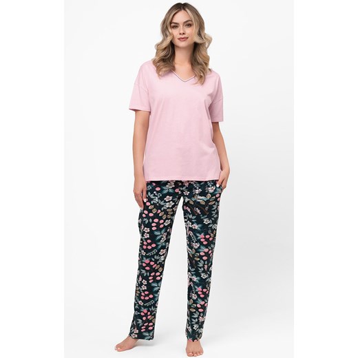 Bawełniana piżama damska na krótki rękaw i długie spodnie Marisal, Kolor różowo-granatowy, Rozmiar S, Italian Fashion ze sklepu Primodo w kategorii Piżamy damskie - zdjęcie 186119331