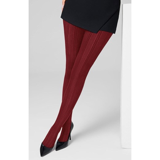 Marilyn rajstopy żakardowe z pionowym wzorem burgundowe 60 DEN Diana F01, Kolor burgund, Rozmiar 1/2, Marilyn ze sklepu Primodo w kategorii Rajstopy - zdjęcie 186119582