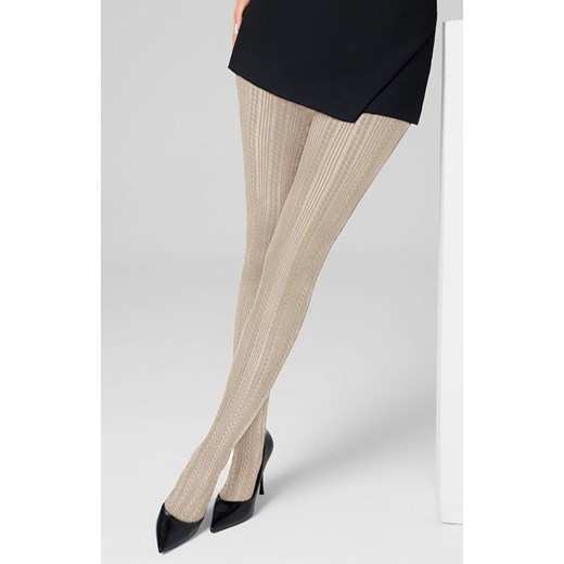 Marilyn rajstopy żakardowe z pionowym wzorem kremowe 60 DEN Diana F01, Kolor kremowy, Rozmiar 1/2, Marilyn ze sklepu Primodo w kategorii Rajstopy - zdjęcie 186119583