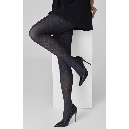 Marilyn rajstopy czarne żakardowe z wzorem rombów 40 DEN Grace F02, Kolor czarny, Rozmiar 1/2, Marilyn ze sklepu Primodo w kategorii Rajstopy - zdjęcie 186119594