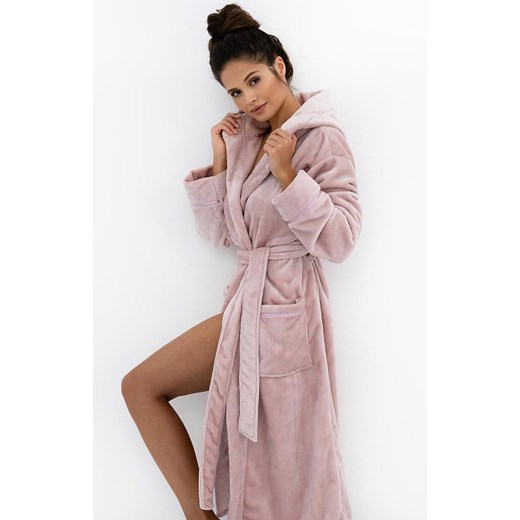 Sensis długi szlafrok damski z kapturem Amaris, Kolor różowy, Rozmiar S, SENSIS ze sklepu Primodo w kategorii Szlafroki damskie - zdjęcie 186119861