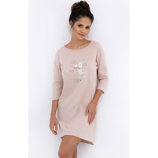 Sensis bawełniana koszula nocna damska Lama 3/4, Kolor brudny róż, Rozmiar S/M, SENSIS ze sklepu Primodo w kategorii Koszule nocne - zdjęcie 186119883
