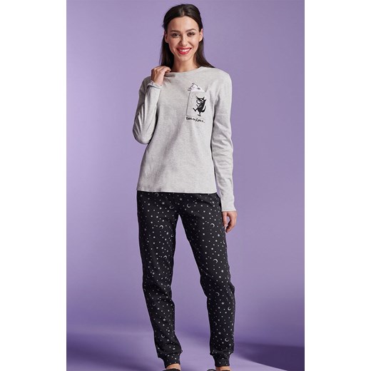 Długa piżama damska bawełniana z owieczką szara SHEARLY, Kolor szaro-czarny, Rozmiar L, Sorbetto ze sklepu Primodo w kategorii Piżamy damskie - zdjęcie 186120004