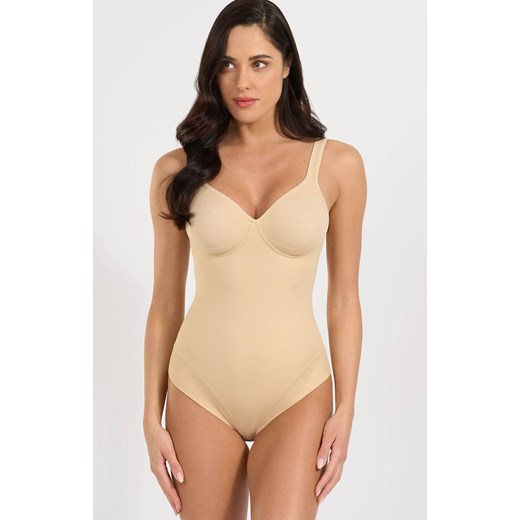 Beżowe body damskie z miseczkami 3155, Kolor beżowy, Rozmiar 75B, SPIMAN ze sklepu Primodo w kategorii Body damskie - zdjęcie 186120044
