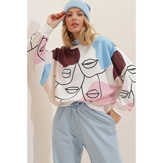 trendyol Bluza w kolorze kremowo-błękitno-brązowym Trendyol L promocyjna cena Limango Polska