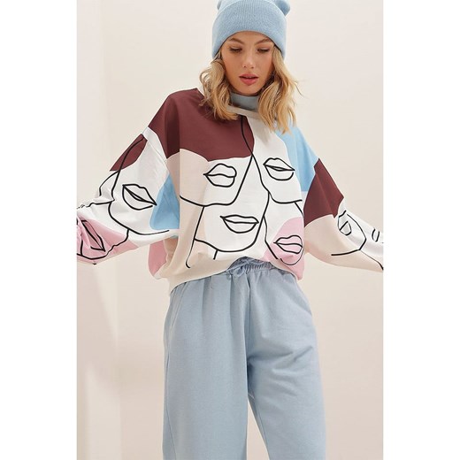 trendyol Bluza w kolorze kremowo-błękitno-brązowym Trendyol L okazyjna cena Limango Polska